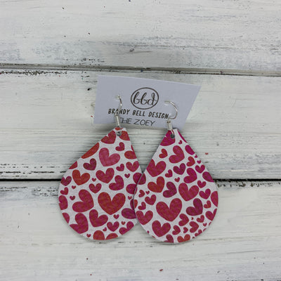 ZOEY (3 sizes available!) - Leather Earrings   ||  PINK HEARTS