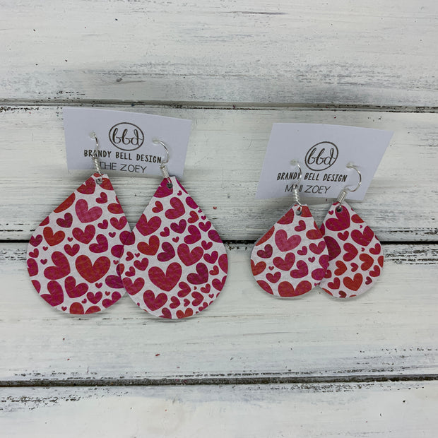 ZOEY (3 sizes available!) - Leather Earrings   ||  PINK HEARTS
