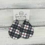 ZOEY (3 sizes available!) -  Leather Earrings  ||   BLACK, WHITE & RED PLAID