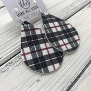 ZOEY (3 sizes available!) -  Leather Earrings  ||   BLACK, WHITE & RED PLAID