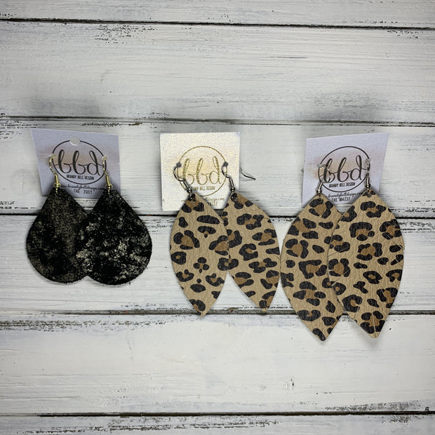 MAISY - Leather Earrings  ||    <BR>  MINI BEE PRINT (FAUX LEATHER)