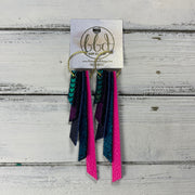 AUDREY - Leather Earrings  || PINK/GREEN MERMAID, SHIMMER FUCHSIA, METALLIC NAVY PEBBLED, SHIMMER TEAL, MATTE NEON PINK