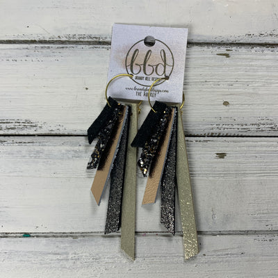 AUDREY - Leather Earrings  || SHIMMER BLACK, NEW YEARS GLITTER (FAUX LEATHER) METALLIC CHAMPAGNE SMOOTH, SHIMMER PEWTER, SHIMMER GOLD