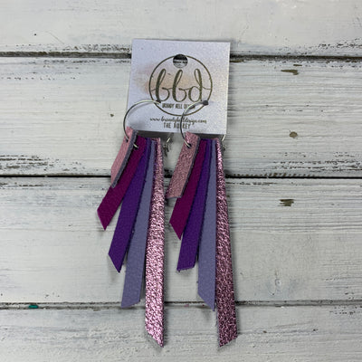 AUDREY - Leather Earrings  || METALLIC LIGHT PINK PEBBLED, MATTE MAGENTA, MATTE PURPLE, MATTE LAVENDER, METALLIC LIGHT PINK PEBBLED