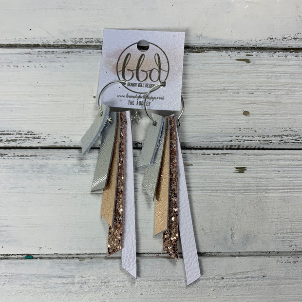AUDREY - Leather Earrings  || SHIMMER SILVER, METALLIC SILVER SMOOTH, METALLIC ROSE GOLD SMOOTH, ROSE GOLD GLITTER (FAUX LEATHER), MATTE WHITE