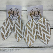MAISY - Leather Earrings  ||  <BR> GOLD & WHITE CHEVRON