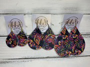 ZOEY (3 sizes available!) -  Leather Earrings  ||   MULTICOLOR PALM LEAVES