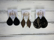 JEAN || Leather Earrings || <BR> BANANA SPLIT GLITTER (FAUX LEATHER), <BR> AQUA PALMS
