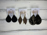 JEAN || Leather Earrings || <BR> MERMAID MAGIC GLITTER (FAUX LEATHER), <BR> METALLIC ROSE GOLD SMOOTH