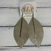 "RAISE THE BAR" <br> *3 SIZES AVAILABLE! <br> SUEDE + STEEL COLLECTION ||  Leather Earrings || <BR> SHIMMER CHAMPAGNE *Choose size & bar finish!*