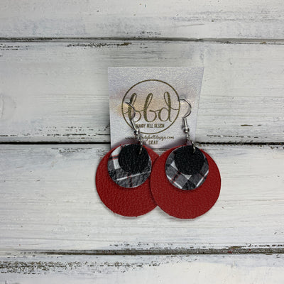 GRAY - Leather Earrings  ||    <BR> MATTE BLACK, <BR>TARTAN PLAID,  <BR> MATTE RED