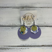 GRAY - Leather Earrings  ||    <BR> PEARLIZED OCHRE, <BR> FLORAL,  <BR> MATTE LAVENDER