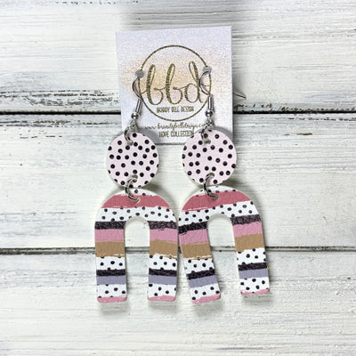 HOPE - Leather Earrings  ||    WHITE WITH BLACK POLKADOT (FAUX LEATHER), <BR> NUDE STRIPES & DOTS (FAUX LEATHER)