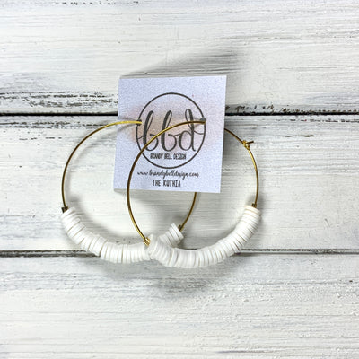 RUTHIA - Rubber Disk Hoop Earrings  ||    WHITE