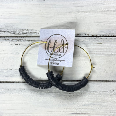 RUTHIA - Rubber Disk Hoop Earrings  ||    BLACK