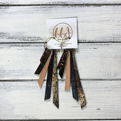AUDREY - Leather Earrings  ||    AUTUMN HARVEST GLITTER (FAUX LEATHER),METALLIC ROSE GOLD SMOOTH, PEARLIZED PINK, SHIMMER BLACK, SHIMMER COPPER