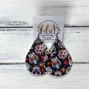 ZOEY (3 sizes available!) -  Leather Earrings  ||  FANCY SUGAR SKULLS  (FAUX LEATHER)