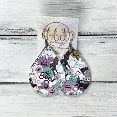 ZOEY (3 sizes available!) -  Leather Earrings  ||   BOO-TIFUL HALLOWEEN PRINT (FAUX LEATHER)