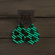 ZOEY (3 sizes available!) -  Leather Earrings  ||   GLOW IN THE DARK HALLOWEEN STRIPE (FAUX LEATHER)