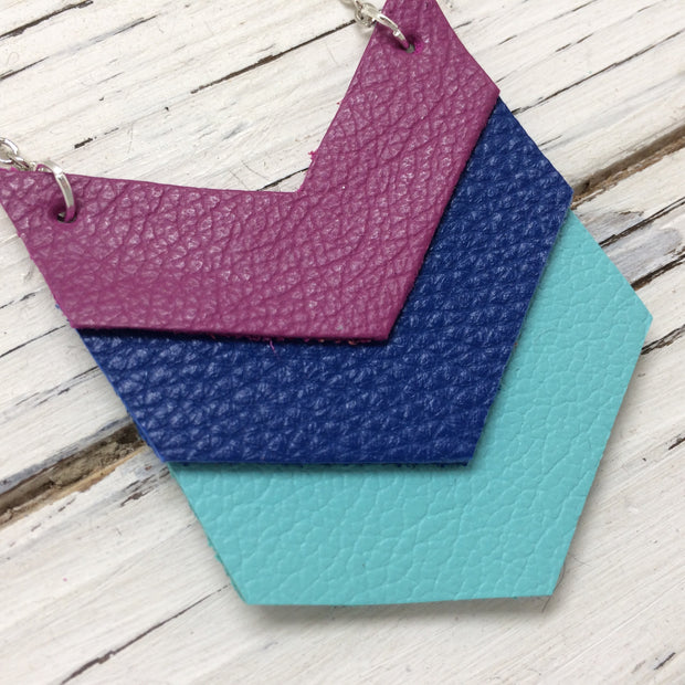 EMERSON - Leather Necklace  || MATTE FUCHSIA, MATTE COBALT BLUE, MATTE ROBINS EGG BLUE