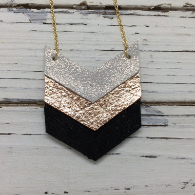 EMERSON - Leather Necklace  ||  SHIMMER ROSE GOLD, METALLIC ROSE GOLD, SHIMMER BLACK