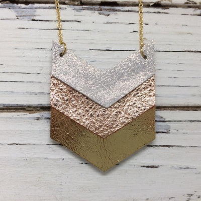 EMERSON - Leather Necklace  ||  SHIMMER ROSE GOLD, METALLIC ROSE GOLD, METALLIC GOLD