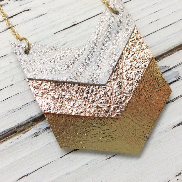 EMERSON - Leather Necklace  ||  SHIMMER ROSE GOLD, METALLIC ROSE GOLD, METALLIC GOLD