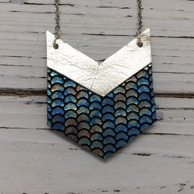 EMERSON - Leather Necklace  ||  METALLIC CHAMPAGNE, METALLIC MERMAID ANTIQUE BLUE/GREEN/PINK