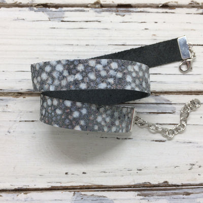 ANGEL - WRAP BRACELET / CHOKER NECKLACE - handmade by Brandy Bell Design || GRAY & WHITE STINGRAY