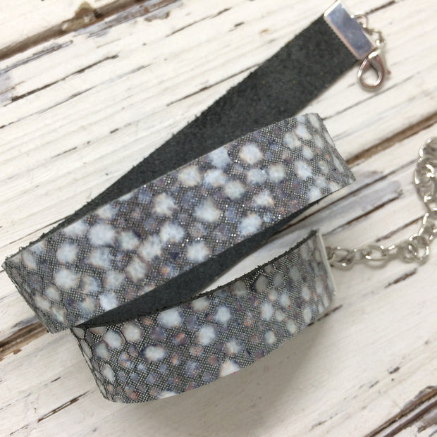 ANGEL - WRAP BRACELET / CHOKER NECKLACE - handmade by Brandy Bell Design || GRAY & WHITE STINGRAY