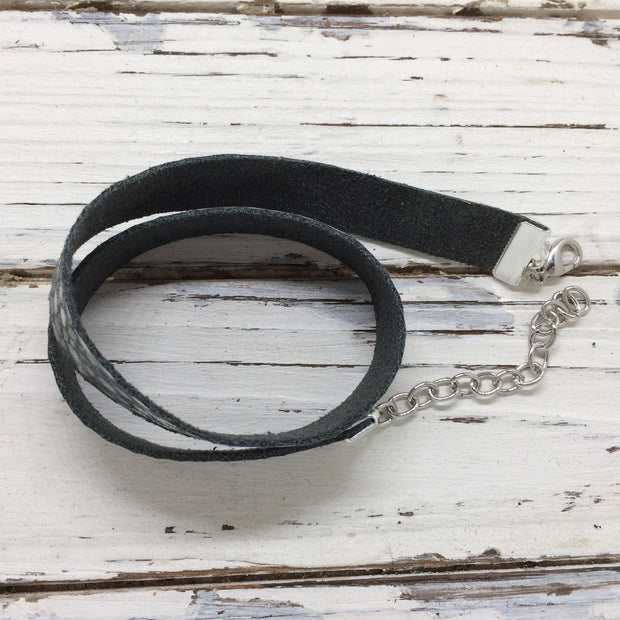 ANGEL - WRAP BRACELET / CHOKER NECKLACE - handmade by Brandy Bell Design || GRAY & WHITE STINGRAY