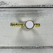 SUEDE + STEEL *Limited Edition* COLLECTION ||  <br> Adjustable Raw Brass Bar Ring ||  GOLD  w/ MATTE WHITE