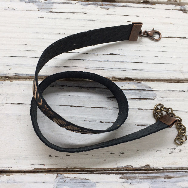 ANGEL - WRAP BRACELET / CHOKER NECKLACE - handmade by Brandy Bell Design ||  BLACK WITH METALLIC COPPER FLORAL