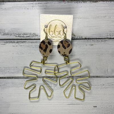 SUEDE + STEEL *Limited Edition* COLLECTION ||  <br> Brass Monstera Leaf ||  GOLD  w/ CARAMEL CHEETAH PRINT