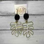 SUEDE + STEEL *Limited Edition* COLLECTION ||  <br> Brass Monstera Leaf ||  GOLD  w/ BLACK TEXTURE PALMS