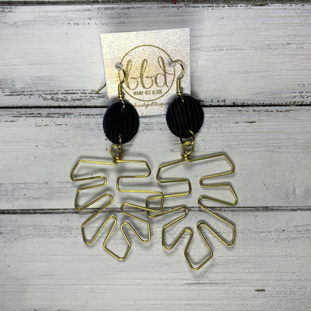SUEDE + STEEL *Limited Edition* COLLECTION ||  <br> Brass Monstera Leaf ||  GOLD  w/ BLACK TEXTURE PALMS