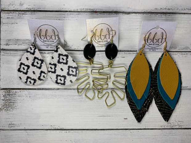 SUEDE + STEEL *Limited Edition* COLLECTION ||  <br> Brass Monstera Leaf ||  GOLD  w/ BLACK TEXTURE PALMS