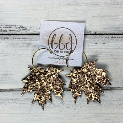 MAPLE - Leather Earrings  ||    <BR> METALLIC CRINKLE BROWN MAPLE LEAF  (FAUX LEATHER)