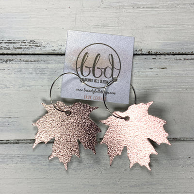 MAPLE - Leather Earrings  ||    <BR> METALLIC ROSE GOLD MAPLE LEAF  (FAUX LEATHER)
