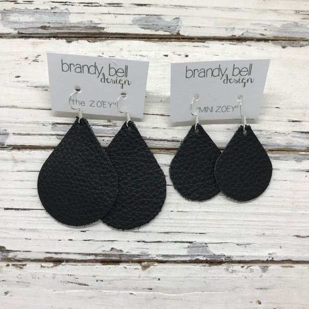ZOEY (3 sizes available!) -  Leather Earrings  ||  BLACK WITH METALLIC ROSE GOLD POLKADOTS