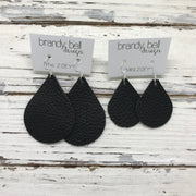 ZOEY (3 sizes available!) -  Leather Earrings  ||  METALLIC SILVER ON BLACK WEBS