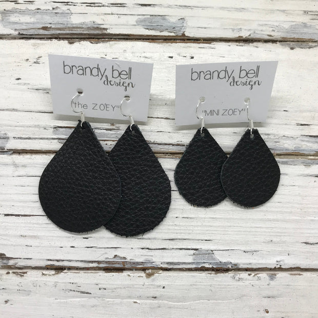 ZOEY (3 sizes available!) - Leather Earrings  ||  BLACK WITH GLOSS DOTS