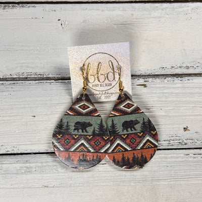 ZOEY (3 sizes available!) -  Leather Earrings  ||  TRIBAL BEAR ON CORK