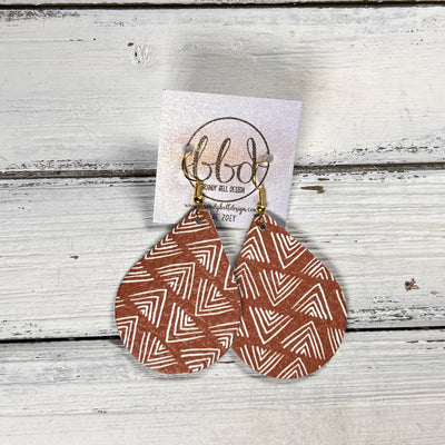ZOEY (3 sizes available!) -  Leather Earrings  ||  MUDCLOTH PRINT