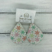 ZOEY (3 sizes available!) -  Leather Earrings  ||  GLITTER SNOWFLAKES (FAUX LEATHER)