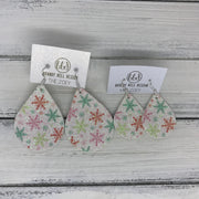 ZOEY (3 sizes available!) -  Leather Earrings  ||  GLITTER SNOWFLAKES (FAUX LEATHER)