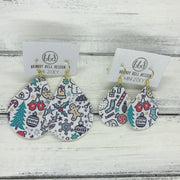 ZOEY (3 sizes available!) -  Leather Earrings  ||  <BR> CHRISTMAS PRINT (FAUX LEATHER) <br> (*pattern placement varies)