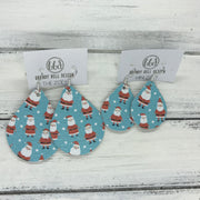 ZOEY (3 sizes available!) -  Leather Earrings  ||  <BR> SANTA PRINT ON BLUE