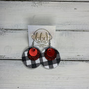GRAY - Leather Earrings  ||    <BR> METALLIC RED SMOOTH, <BR> SHIMMER RED,  <BR> PETITE BUFFALO PLAID