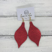 MAE - Leather Earrings  ||  METALLIC RED PEBBLED